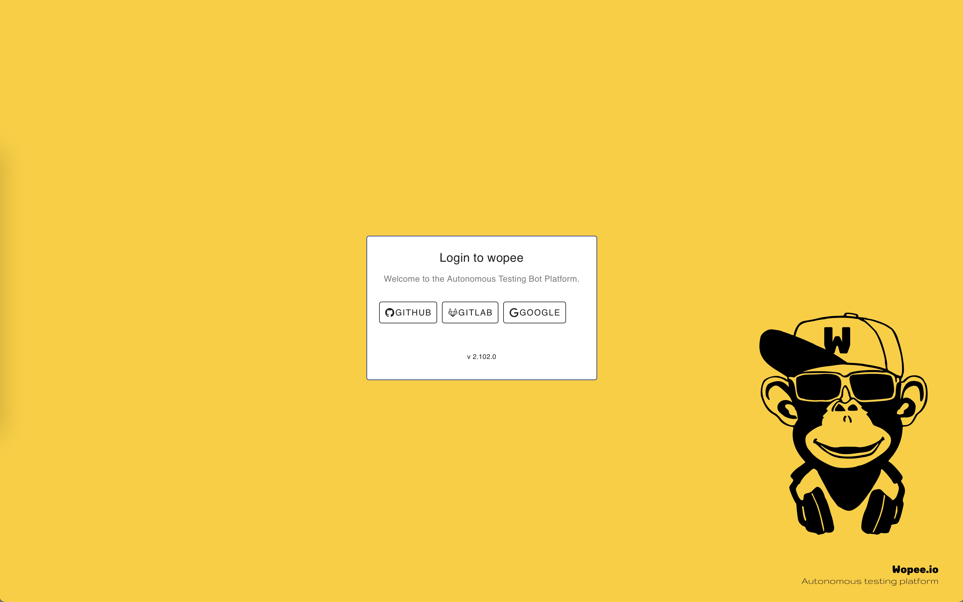Login screen