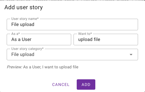 Add new user story